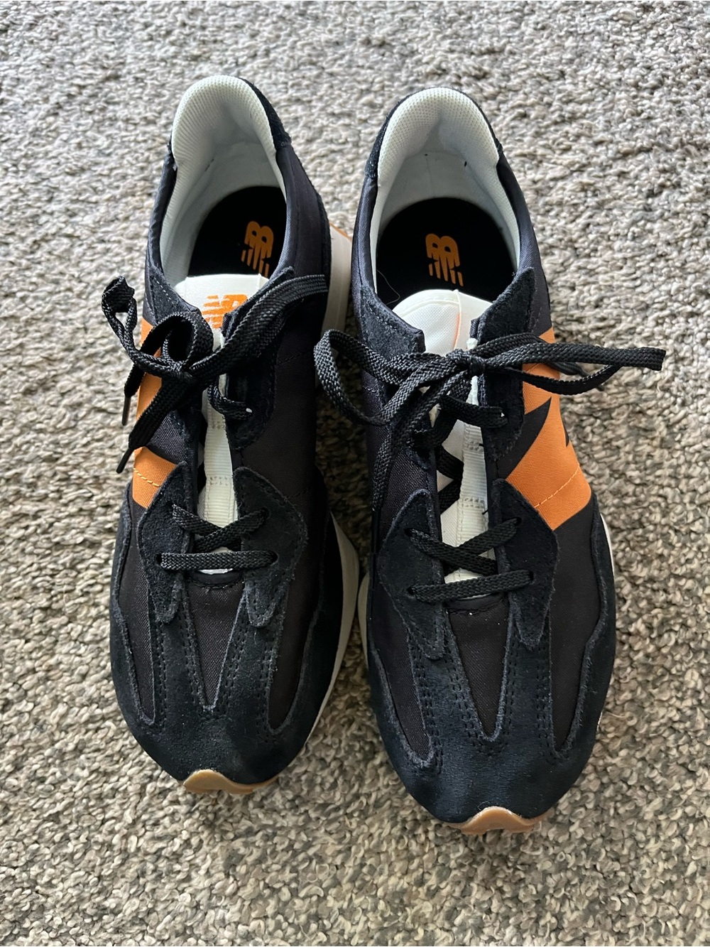 New Balance Girl’s Black & Orange Low-Top Sneakers
